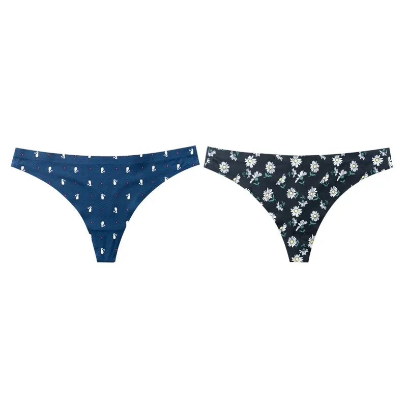 Women Sexy Lingerie Temptation Low-waist Flowers Panties Thong Female Seamless Breathable G String T back Intimates Underwear