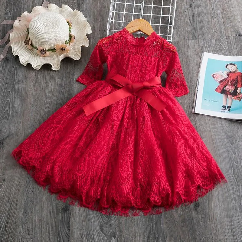 Fairy Spring Girls Dress Full Sleeve Polka Dots Girls Princess Dress Elegant Girls Party Frocks Dress Children Birthday Costume