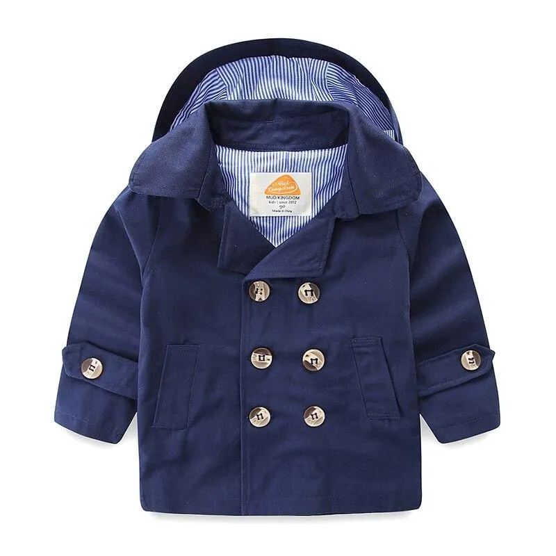Mudkingdom Little Boys Hooded Trench Coats Fashion Double Breasted Kids Windbreaker