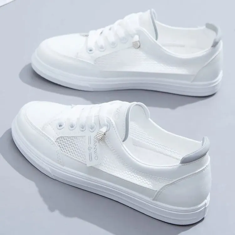 Churchf Churchf Summer New Mesh Breathable Single Shoes Female Students Flat Casual Shoes Round Head Good Match Sports Small White Shoes Female