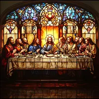 Stained Glass Depiction of The Last Supper - Diamond Painting