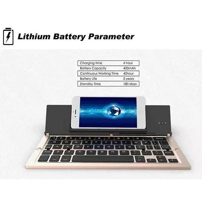 Three Fold Mobile Tablet Aluminum Alloy Bluetooth Keyboard