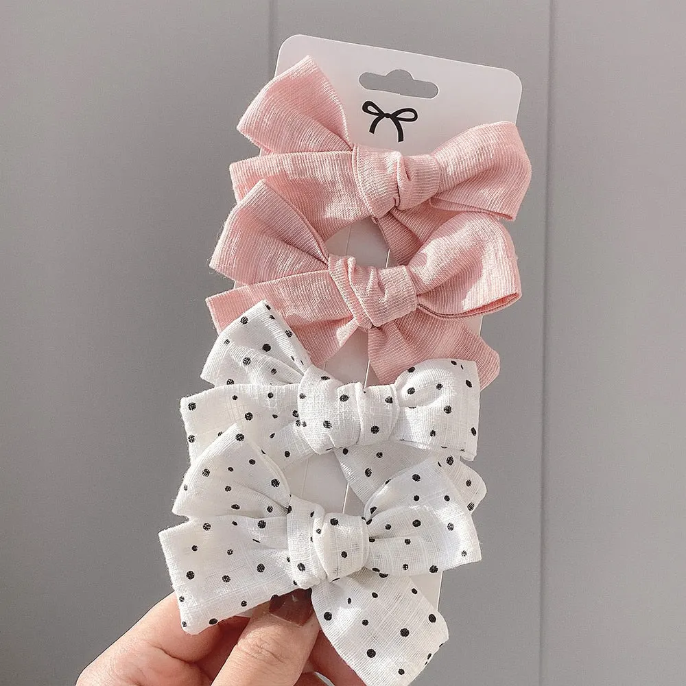 4Pcs/set 2021 New Leopard Print Hair Clips For Cute Girls BB Boutique Hairpins Bowknot Barrettes Headwear Kids Hair Acesssories
