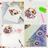 (US Local)6Pcs Flower Puppy Diamond Painting Greeting Card Diamond Handmade Card