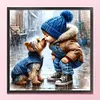 Boy And Puppy - 11CT Stamped Cross Stitch - 40*40cm - Dog Character