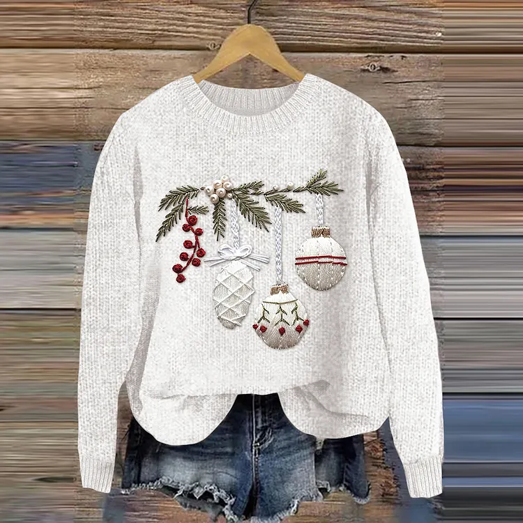 Women's Christmas Embroidery Art Cozy Sweater