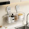 No-Drill Bathroom Suction Storage Box Reusable Multi Functional Suction Cup Shelf Detachable Transparent Storage Hanging Basket for Shampoo Conditioner Soap