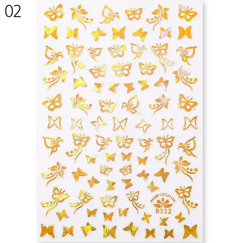 1 Sheet iridescent Butterfly 3D Nail Sticker Colorful Butterfly Nail Art Transfer Sticker Slider DIY Nail Art Decoration