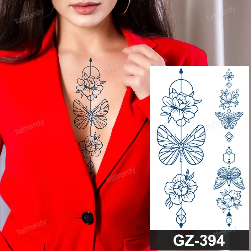 juice long lasting tatto sticker wings angel moon sun compass dragon fake tattoo waterproof transfer tatouage temporaire femme
