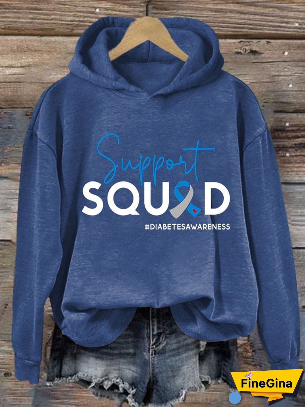 Women's Casual Diabetes Awareness Printed Long Sleeve Sweatshirt