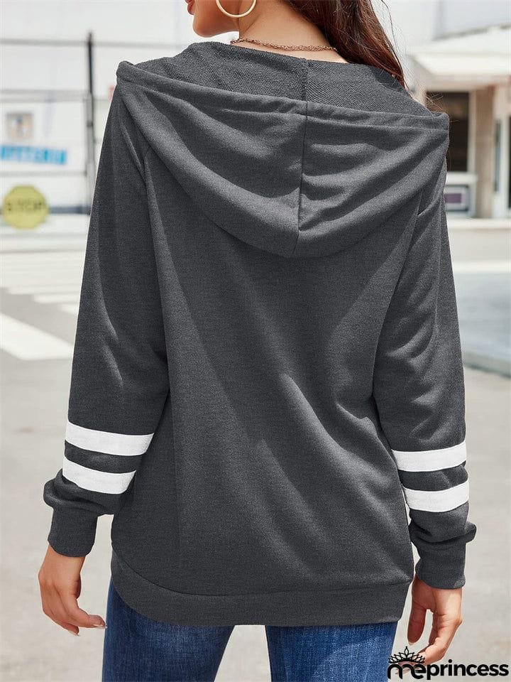 Sporty Zipper Long Sleeve Hoodies