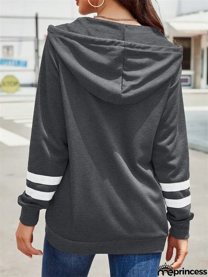 Sporty Zipper Long Sleeve Hoodies