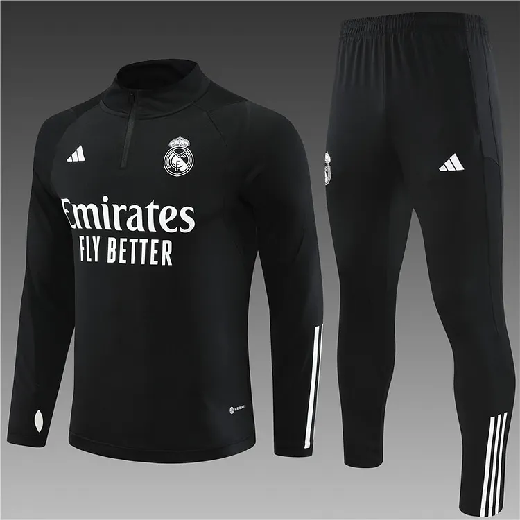 2023-24 Real Madrid black half-zip training jersey
