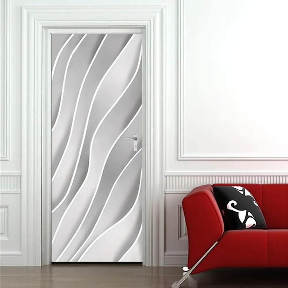Athvotar 3D Mermaid Watercolor Scales Door Sticker Self Adhesive Wallpaper DIY Renovation Waterproof Poster Home Decor Decal