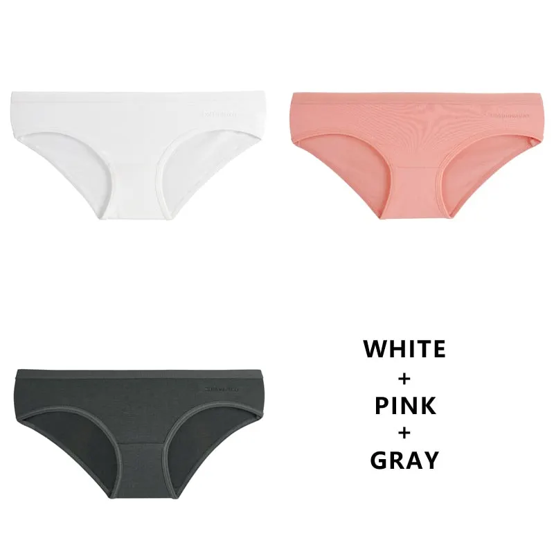 TERMEZY 3PCS Women Sexy Panties Cotton Underwear Solid Briefs Girls Low-waist Lingerie G String Soft Breathable Intimates XXS-L