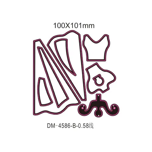 New 9PcsSet Cute Princess Dress Metal Dies Scrapbooking Metal Cutting Dies Craft Stamps die Cut Embossing Card Making Stencil
