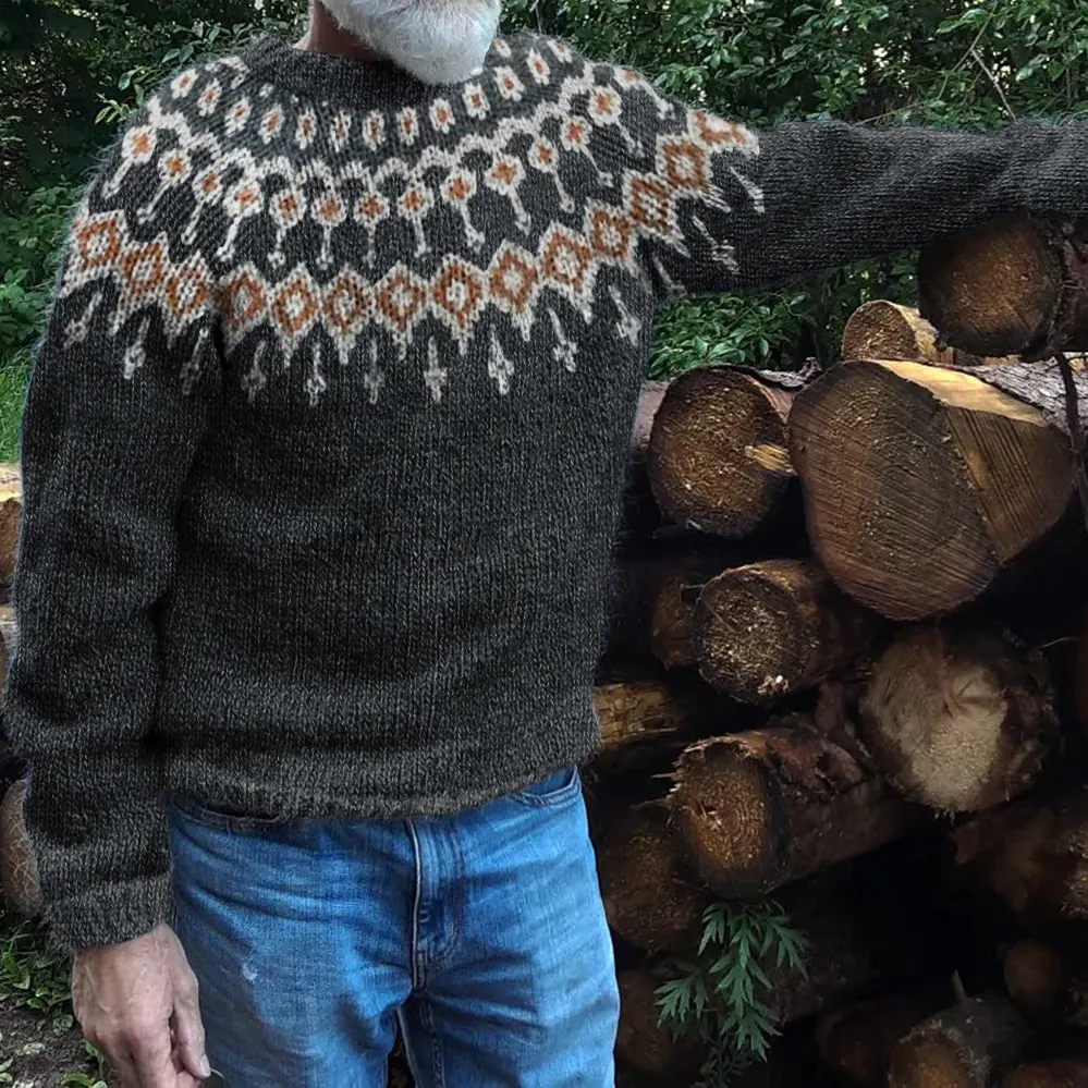 Men's Jacquard Geometry Pattern Cozy Knit Sweater