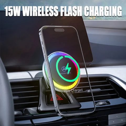 🔥Hot Sale🔥Magnetic Car 15W Wireless Fast Charge With RGB Light