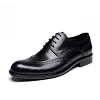 Mens Black Wingtip Leather Derby Dress Shoes