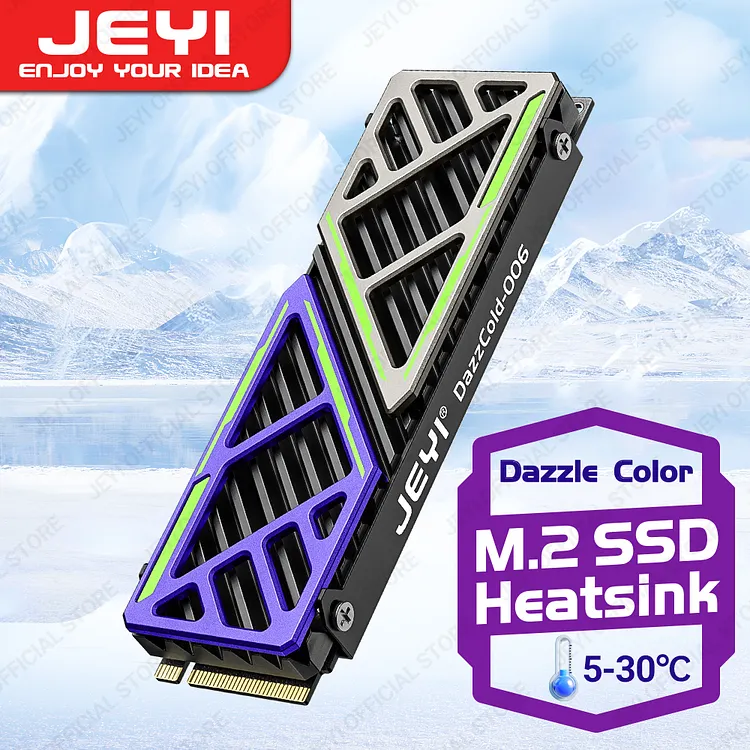 JEYI Dazzcold M.2 SSD Heatsink 2280 NVME NGFF Radiator Magnesium