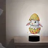 (US Local)Acrylic Double Sided Bunny Egg Diamond Painting LED Night Light for Easter Decor