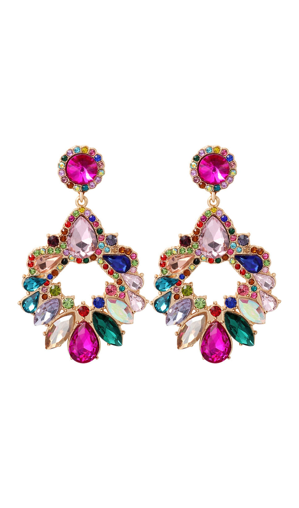 Colorful Crystal Chandelier Drop Earrings Flowering Girl