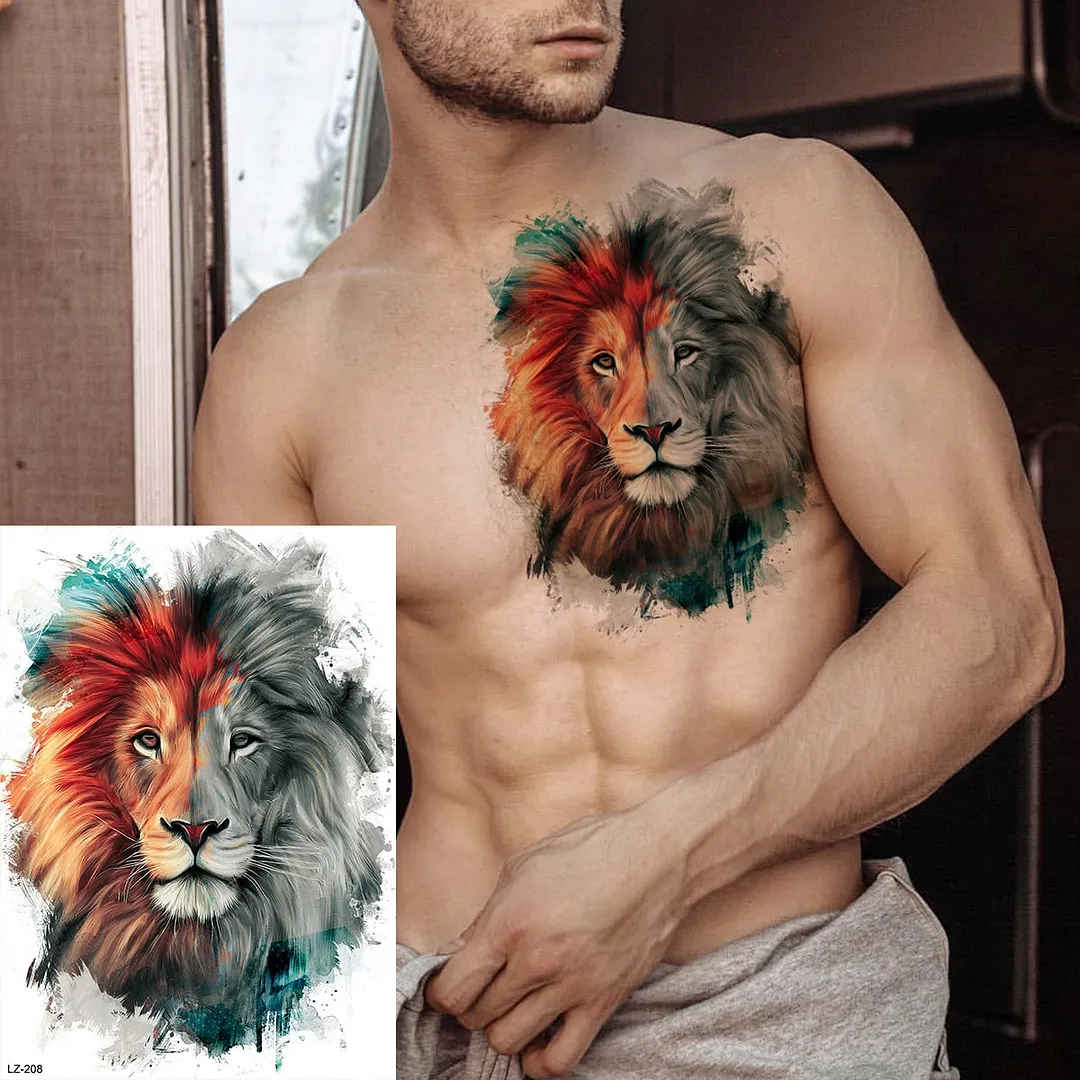 Realistic Knight Tribal Armband Temporary Tattoos For Men Adult Lion Wings Shield Fake Tattoo Body Art Unique Tatoos Large