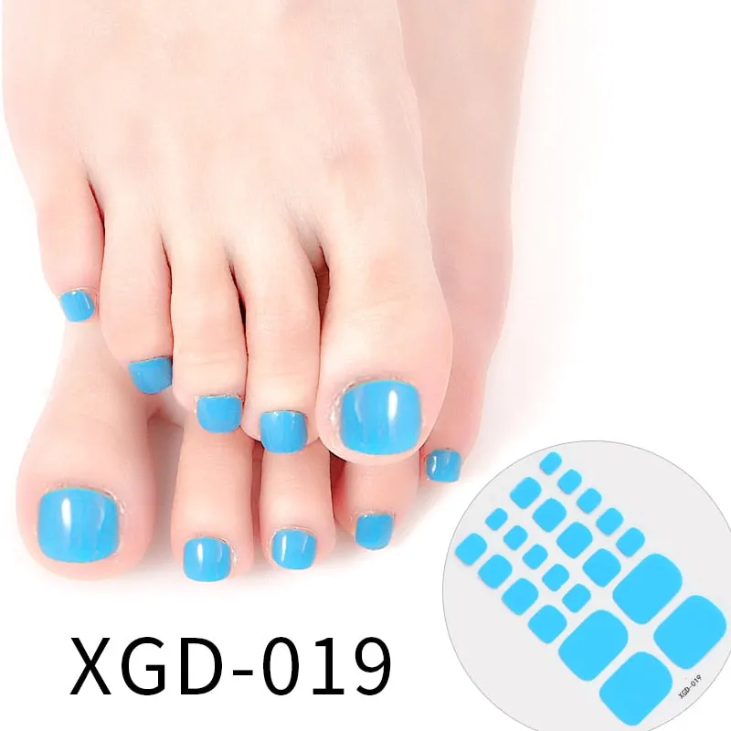 22tips Fashion Toe Nail Stickers/Strips Nail Art Fake Nails Stickers for Nails Toe Self-Adhesive Feet Stickers Drop Shipping