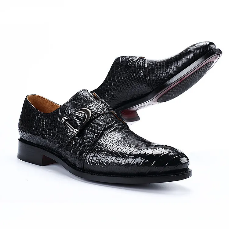 Craftsmanship Men Shoes ,Italian-Style Business Formal Shoes ,Goodyear Genuine Leather Outsole Men's Monk Strap Shoes