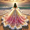 Beach Dress Girl-11CT Stamped Cross Stitch 45*45cm/17.72*17.72in