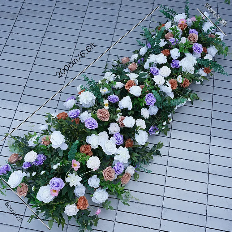 A7843 Brown Purple Wedding Backdrop Horn Arch Floral Arrangement