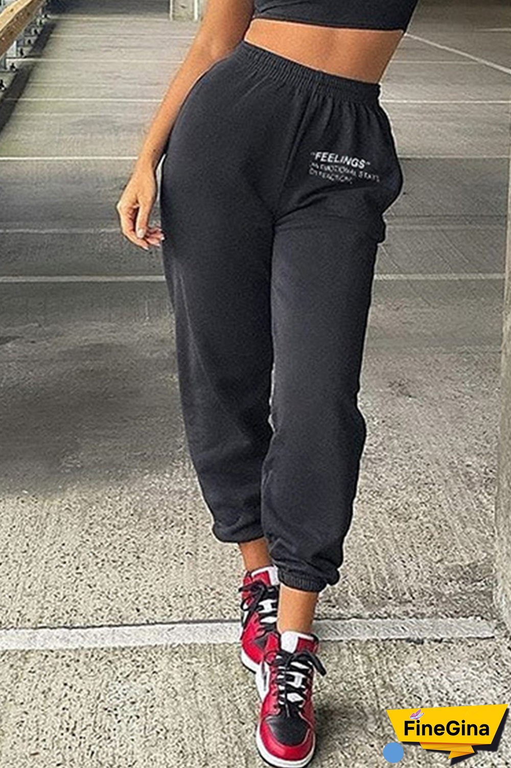 Casual Street Letter Split Joint Pocket Loose Positioning Print Bottoms