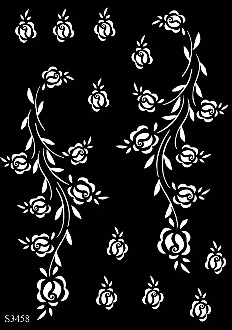 Sdrawing Tattoo Stencils Reusable Painting Stencil for Hand Body Art Flower Temporary Tattoo Template Sleeve Wedding Bride Beauty
