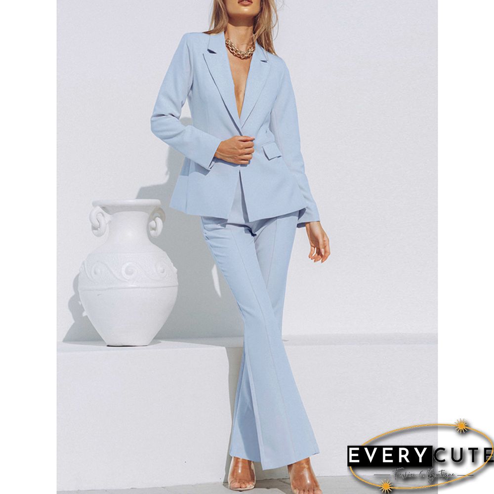Light Blue One Button Blazer and Pants Set