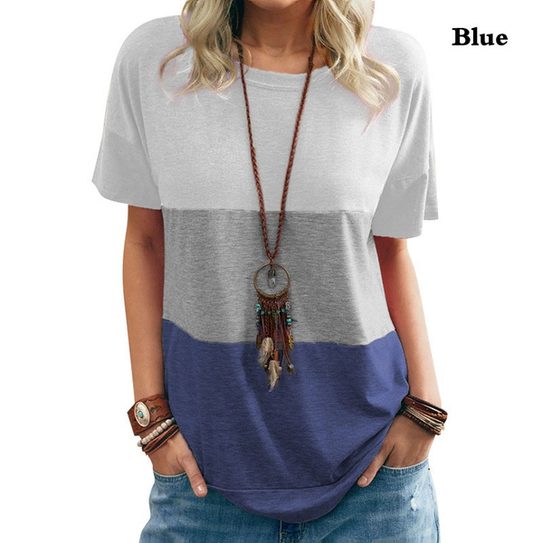 Women Casual Short Sleeve O-Neck Loose Tshirt Summer Tee Tops Plus Size XS-5XL