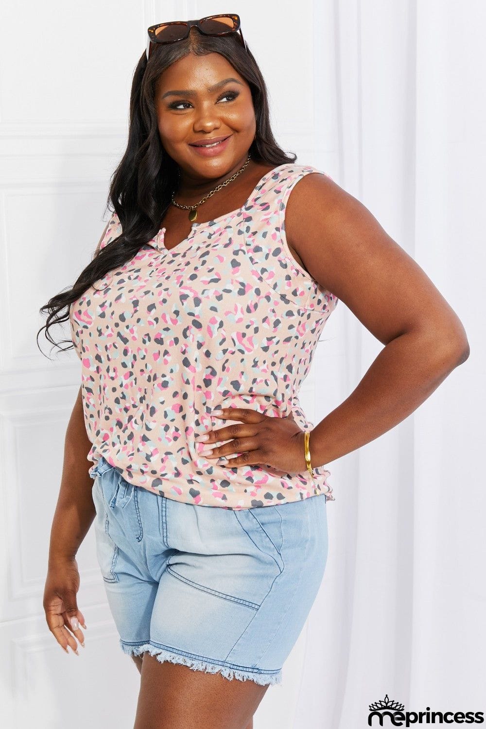 Heimish Full Size Surprise Party Printed Sleeveless Top