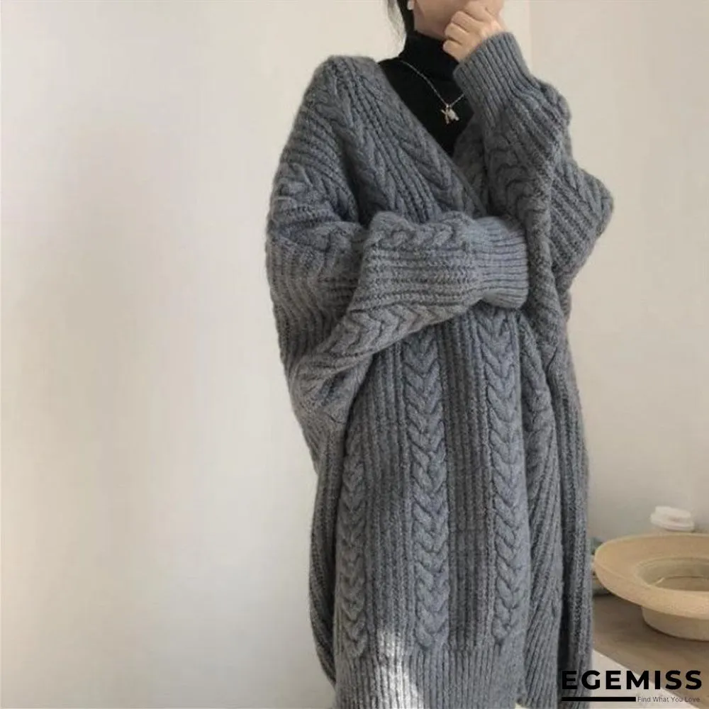 Autumn New Long Knit Cardigan Long Sleeve Lazy Twist Sweater Coat | EGEMISS