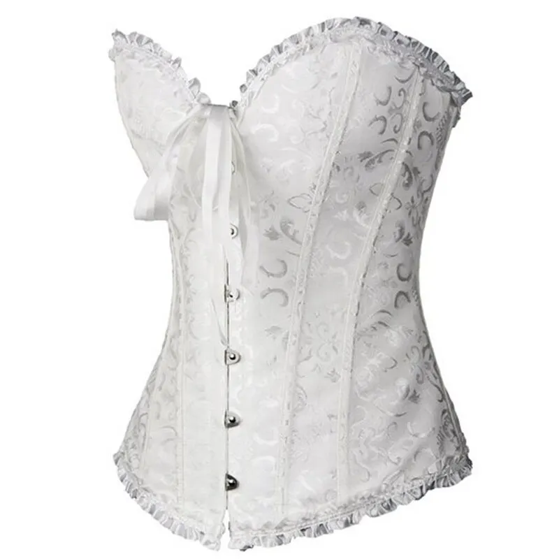 Billionm Sapubonva Corset Sexy Women's Plus Size Corsets and Bustiers Overbust Floral Gothic Brocade Corselet Clothing Top White Black