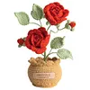 Crochet Flowers Potted Plants Decorative Crochet Ornaments DIY Gifts for Friends