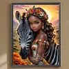 >SALE<5D DIY Full Round Drill Diamond Painting Zebra & Girl Decor Art Craft 30x40cm