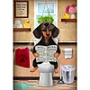Newspaper Dog On Toilet - 11CT Stamped Cross Stitch 40*55cm/15.75*21.65in（Poster Cross stitch）