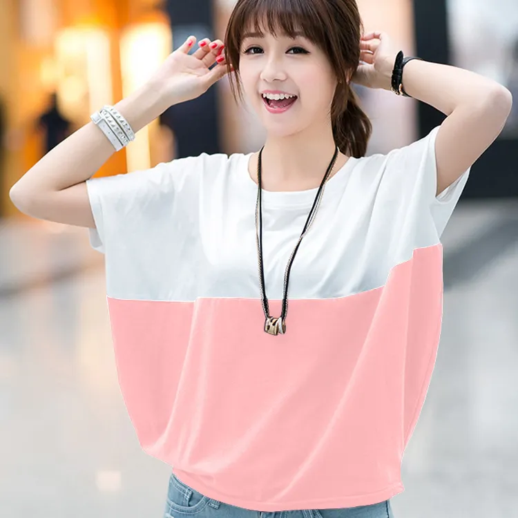 Brownm Brownm Summer Korean Version Plus Size Women's Loose Bat Shirt Student Women's Short Sleeve T-Shirt Fat Mm Summer T-Shirt Fashion