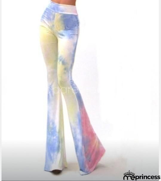 Colorful printed high waist pants