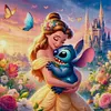 Princess Belle And Stitch - 11CT Stamped Cross Stitch - 40*40cm - Disney