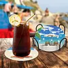8Pcs/set Diamond Painting Beach Holiday Coaster Cup Cushion Home Decor