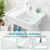 [US Local Warehouse] Freestanding Utility Sink Plastic Wash Basin w/ Washboard & Faucet Laundry Pool Laundry Tub Kit for Room Basement Garage