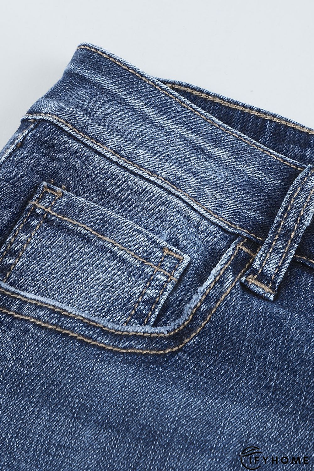 Blue Distressed High Waist Plus Size Jeans | IFYHOME