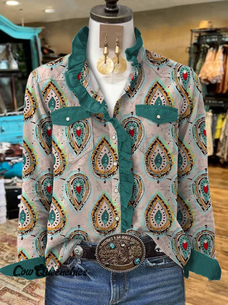 Women&rsquo;s Print Casual Long Sleeve Comfortable Cotton Shirt Multicolor / S