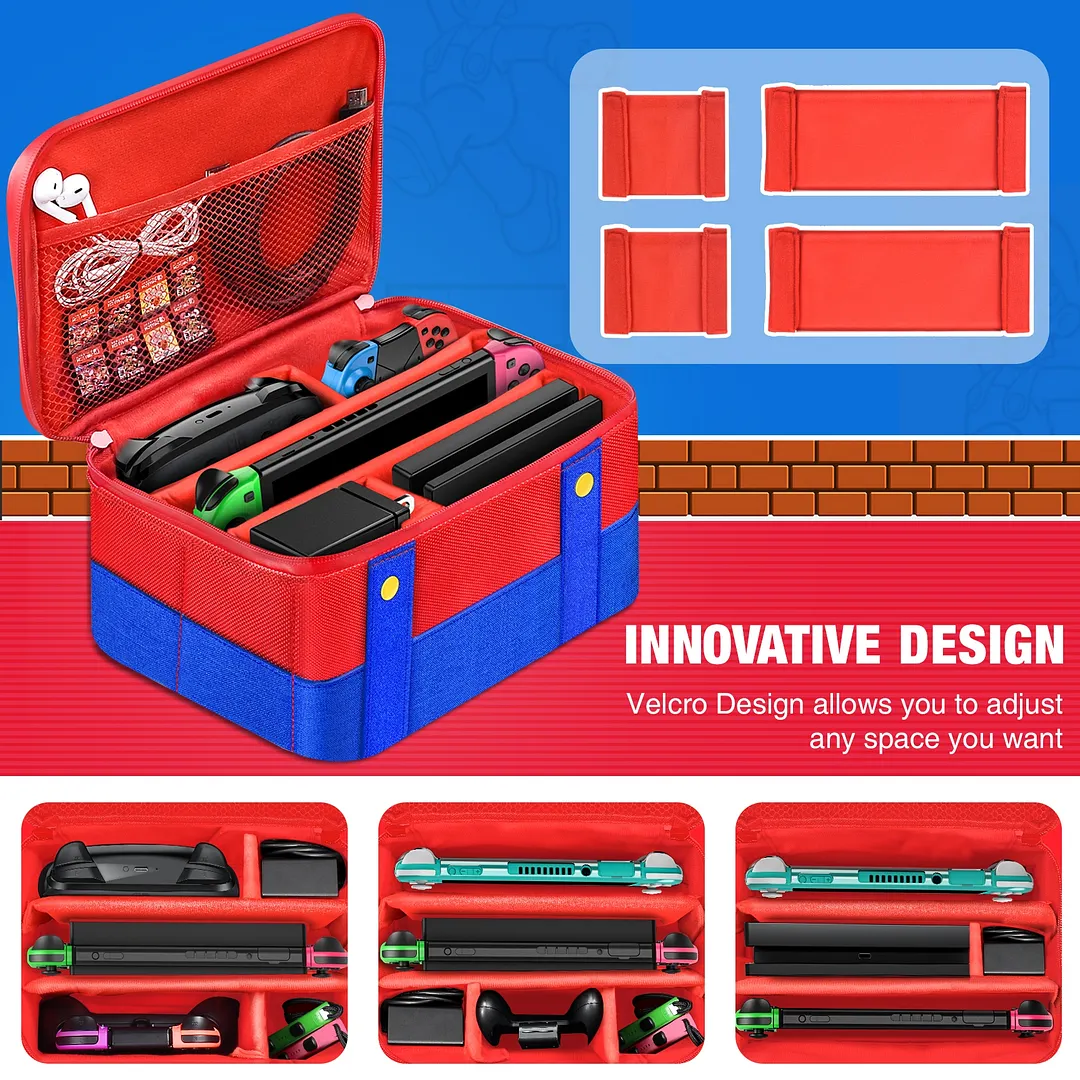 DinoFire Carrying Case for Nintendo Switch OLED Model 2022 [Shockproof] Hard Shell Protective Cover Travel Bag w/10 Game Card Slots