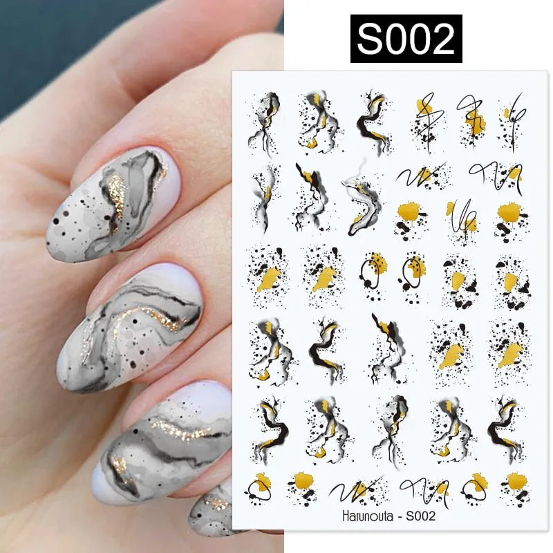 Geometric Lines Flowers Leaves 3D Nail Sticker Figure Woman Face Pattern Special Self Adhesive Nail Art Decals Manicures Sliders-Nail Inspo